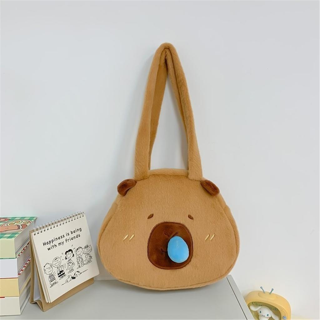 Cartoon Capybara Plush Doll Backpack Capibala Furry Crossbody Bag Children’s Holiday Gift