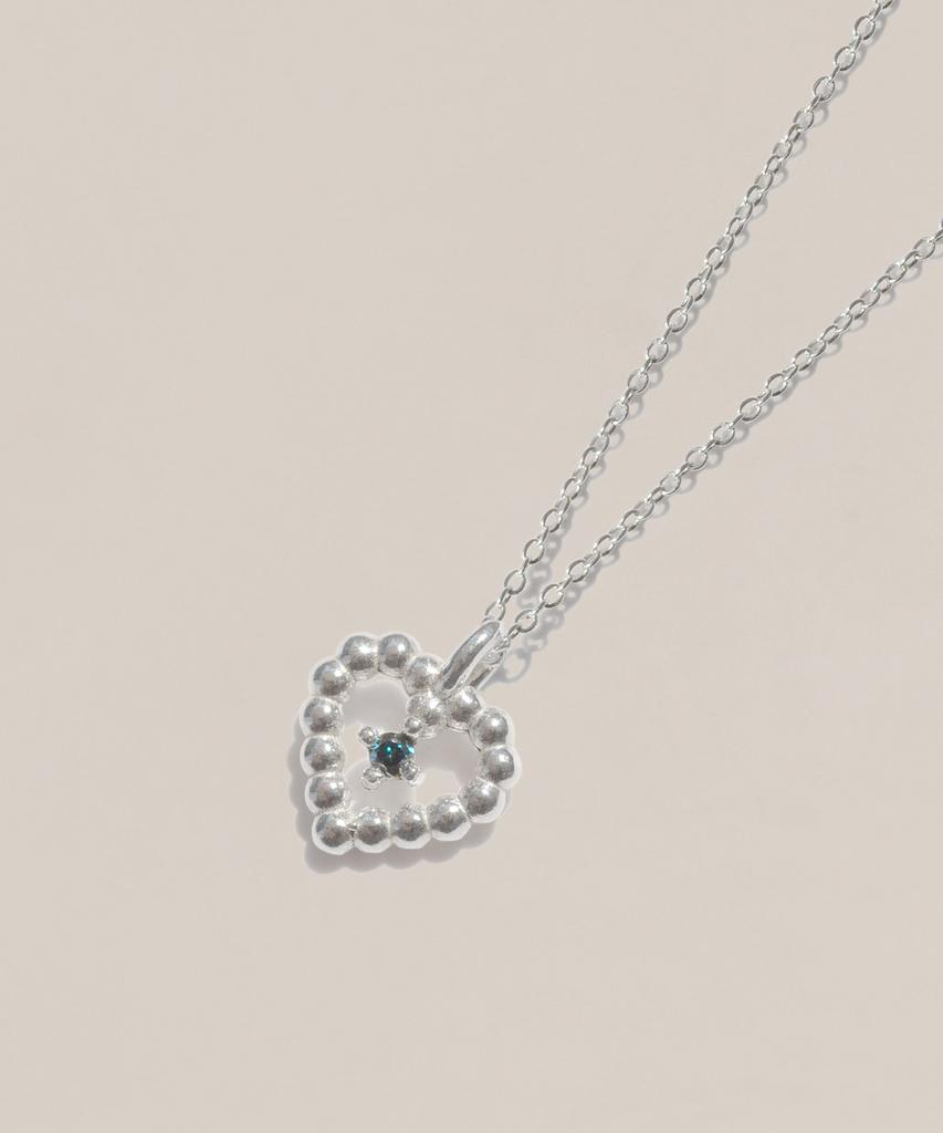 47Bag 925 Silver Natural Blue Diamond Heart Necklace