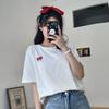 Summer New Small Fresh Bow Printing Loose Large Version White Inner Short-sleeved T-shirt Top Women's Clothing