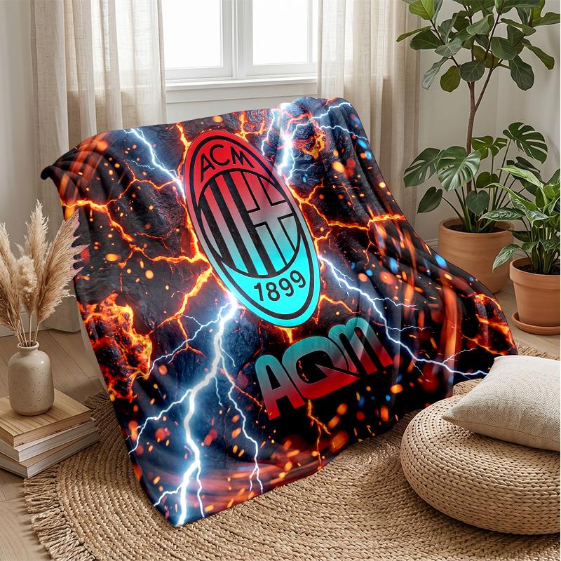 AC Milan Theme Blanket Soft Flannel Blanket Plush Throw Blanket Cozy Sofa Bed Blanket for Home Decor