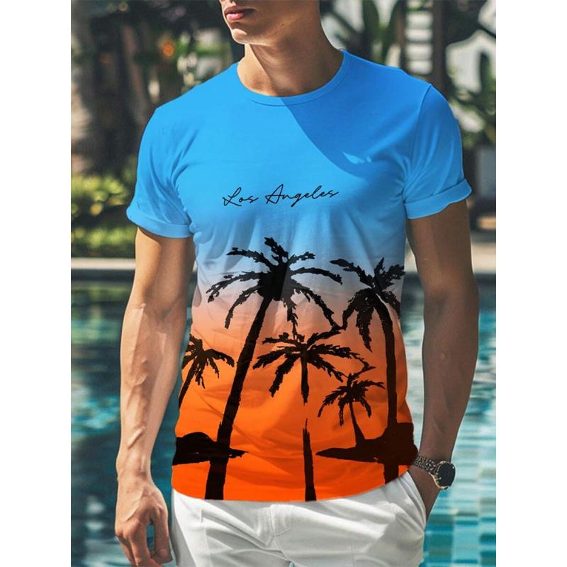 Hawaiian Street Fashion herre-t-skjorte Ny sommer strandferie menns fritids-t-skjorte utendørs strand kortermet topp for menn
