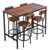 Bar Table, 5PCS 1193.8mm Bars Tables Set, Bar Tables and Chair Set with Rounded Edge Design, Rectangular Pub Table with Four Stools for Living Room,