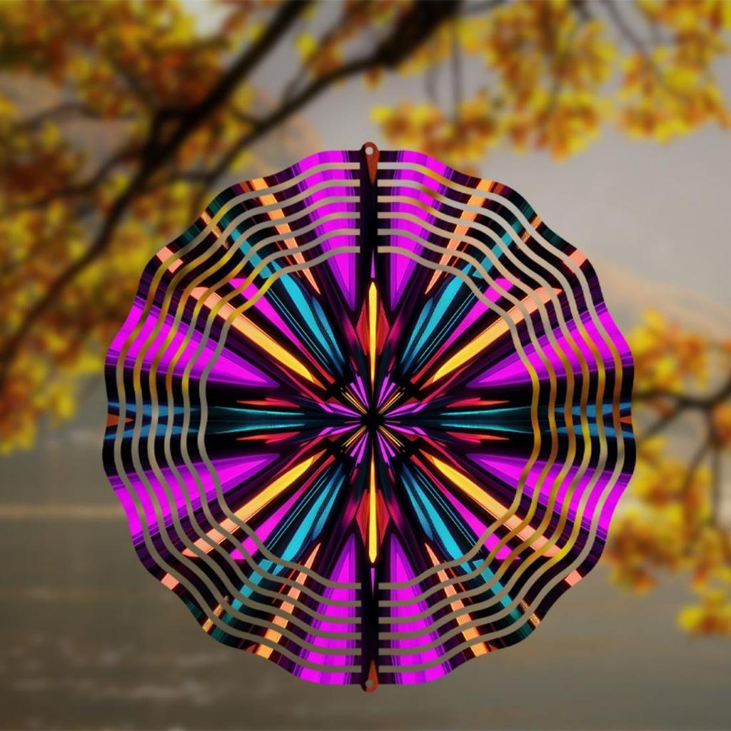 10 Inch Metal Mandala Wind Chime for Outdoor Decor Rotating Hook Garden Balcony Hanging Ornament No Batteries Needed Perfect Gift for Spring Summer