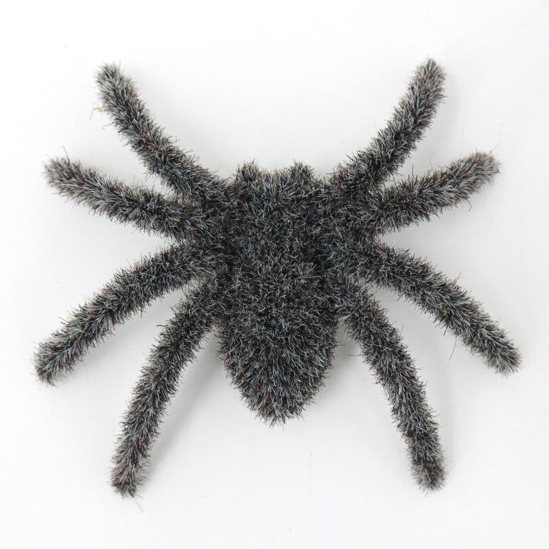 Spider Model Funny Halloween Plush Spiders Realistic 3D Flocked Black Spider Cartoon Simulation Spider Bar Party Decorations