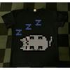 2026 Cute Sleepy Gray Pixel Cat Three Zzz Symbol Graphic T Shirt Simple Pixel Animal Print White Cotton Short Sleeve Tee