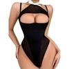 Sexy Black Mesh Bodysuit With White Bow Tie Detail Push Up Bra Design Lingerie Outfit For Women One Piece Bodysuit Charming PW8H