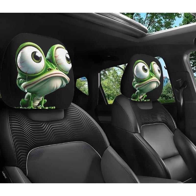 2PCS Funny Cartoon car headrest Cover, Cute Funny Eyes, Suitable for Halloween, Christmas car Universal Elastic Models Funny Decoration