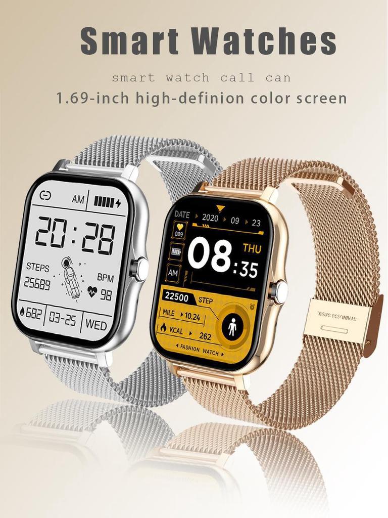 I128 Smartwatch: Activity Tracker, Heart Rate Monitor, Bluetooth Call, 1.69” Touch Display, Smart Bracelet.