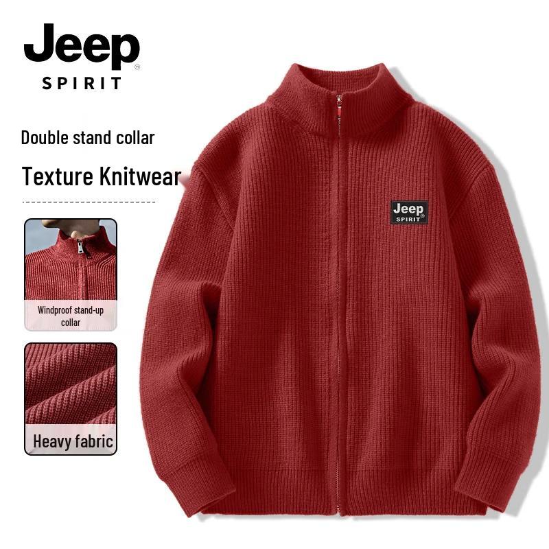 JEEP SPIRIT Men's Winter Stand-Collar Knit Sweaters