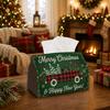1pc Classic Farmhouse Winter Tissue Box - Xmas Napkin Dispenser, Available Made of Durable Polyester, Decorated with Vintage Truck Pine Tree, Suitable