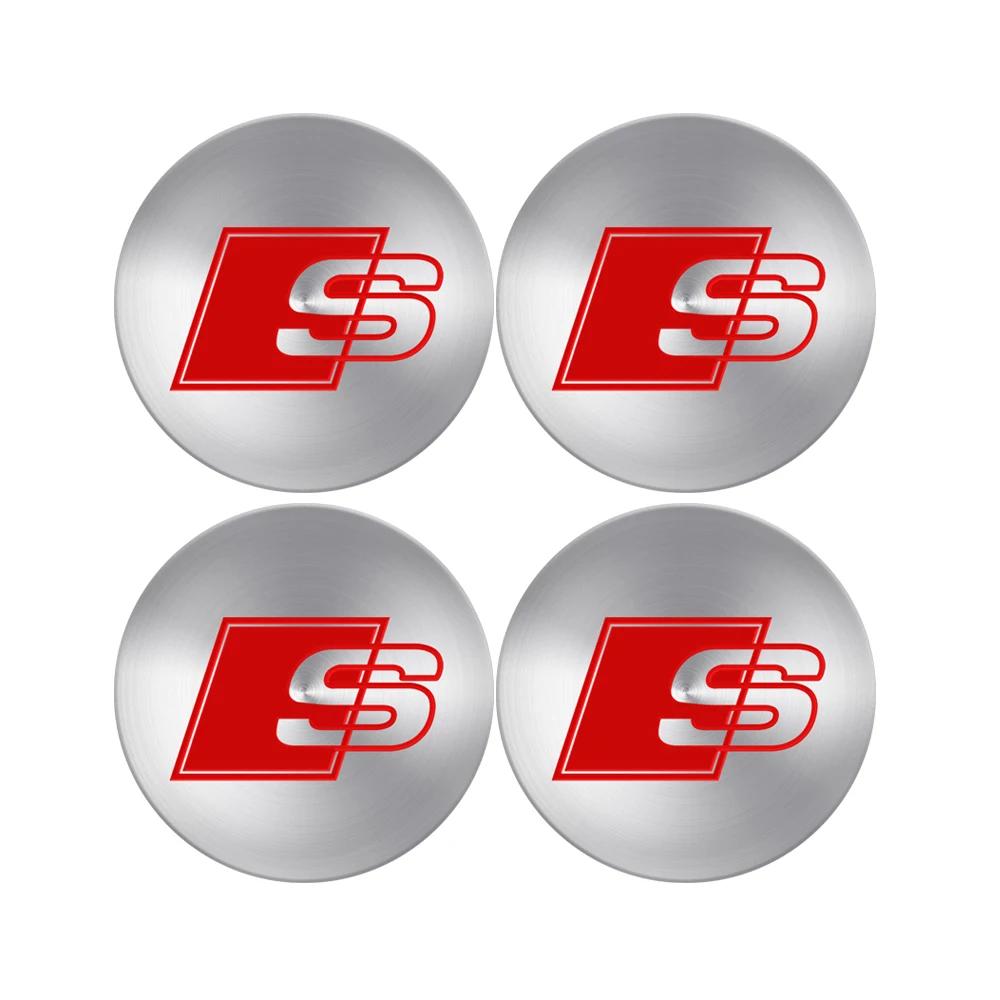 4er Set Radnabendeckel Aufkleber Auto Radkappen für Audi S RS A3 A4 B8 A6 A5 Q5 A7 - Mehrere Größen 56/60/63/65/68mm