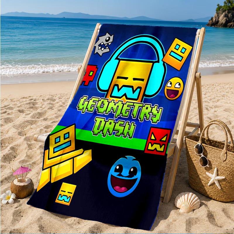Geometry Dash: Dance To The Beat Beach Towel, Quick-drying, Easy To Care For, Suitable for Both Fitness and Beach Vacations,Sports Essential