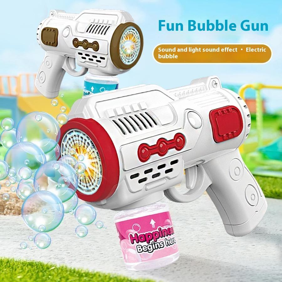 

979-1 Automatic Bubble Machine 10-Hole Handheld Bubble Gun Kids Bubble Generator Toy with Light White+Red