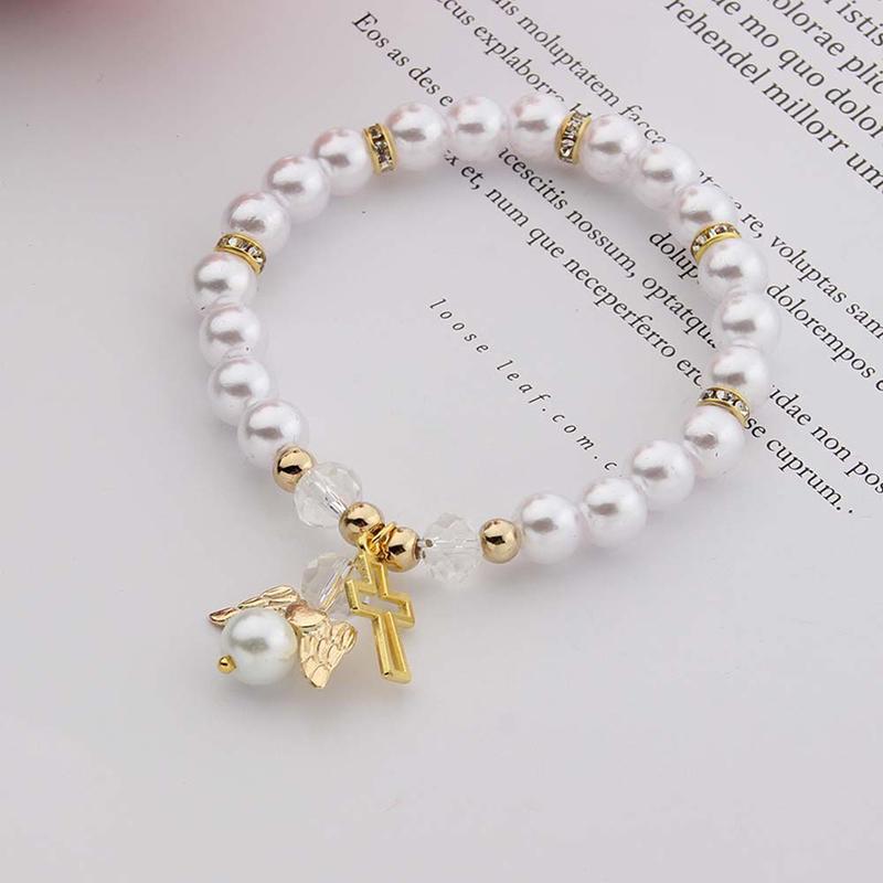 Hollowed-out Cross Angel Accessory Bracelet Elastic String Bracelet Elastic Baptismal Jewelry