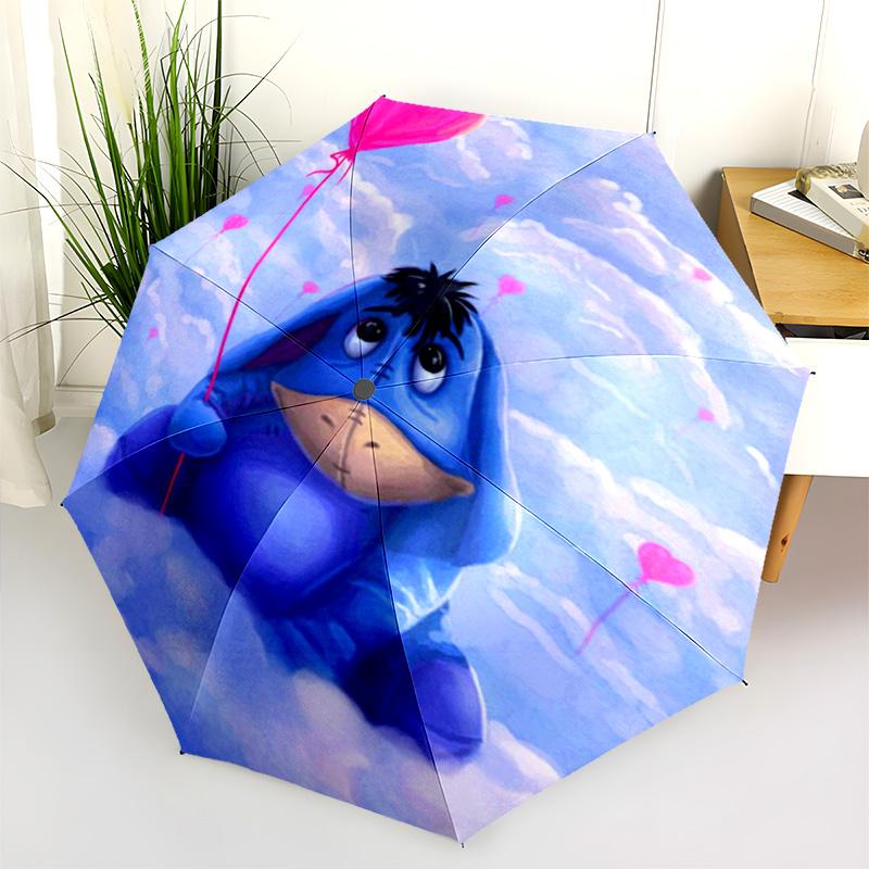 Eeyore'S Flower Bouquet Folding Umbrella Travel Umbrella Three Folds Printing Travel Umbrella