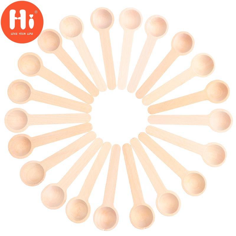Hi 50Pcs Handmade Small Wooden Spoon Mini Wooden Spoon Coffee Spoon