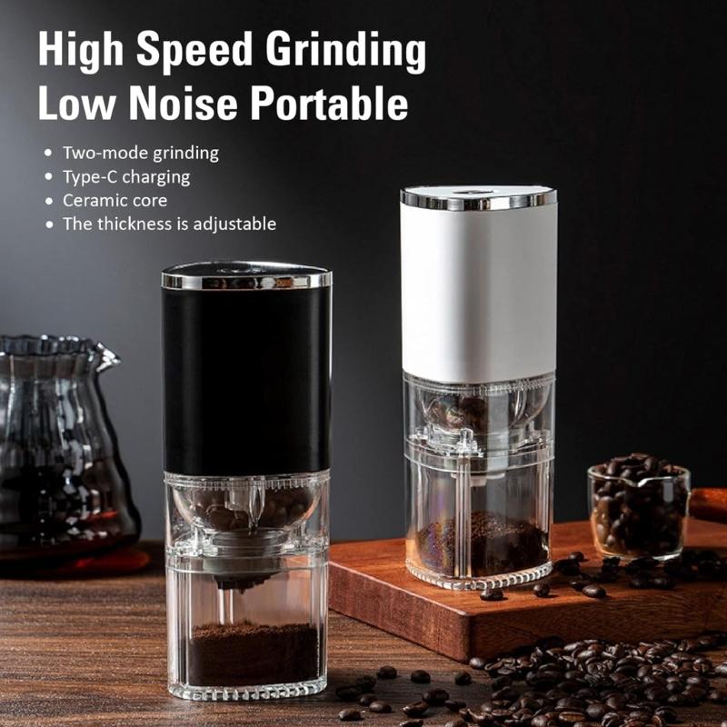 Electric Coffee Grinder Adjustable Grind Settings Plastic Coffee Mill Portable Coffee Bean Grinder for Outdoor Portable