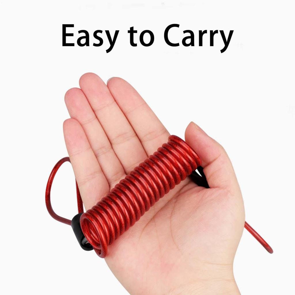 Bike Lock Reminder Cable Safety Strap Spring Coil Wire Rope