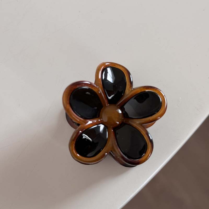 Vintage Brown Color Flower Grab Clips For Women Elegant Acrylic Shark Clip Hair Claws Barrettes Lady Party Hair Pins Accessories