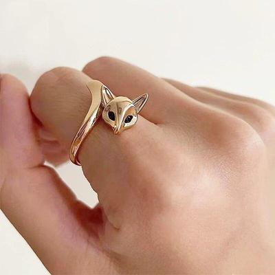 Anillo de zorro vintage para mujer, personalidad, golondrina, rana, índice, anillos de apertura ajustable, accesorios de joyería de animales, regalos de fiesta