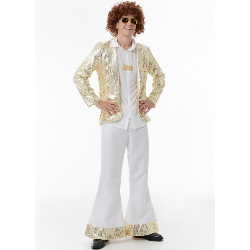 Halloween carnival, retro men's disco stage performance Dico party dance costume