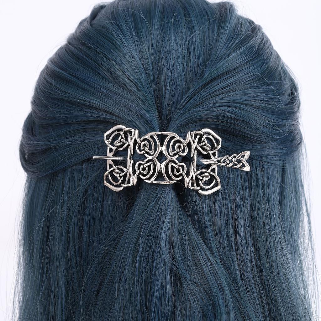 1pc Retro Silver Celtic Pattern Totem Design Hair Clip Niche Punk Style Patterned Metal Hair Clip Dark Themed Hair Accessory