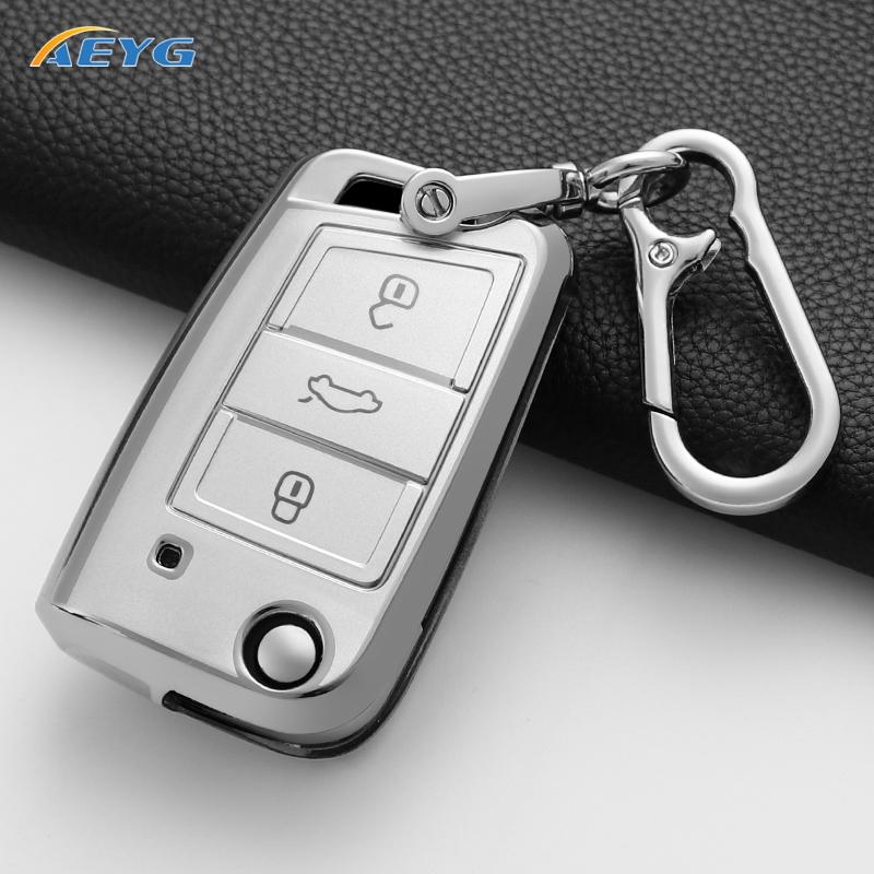 New Tpu Car Remote Key Case Cover Shell For Vw Volkswagen Golf 7 Mk7 Tiguan Mk2 For Seat Ateca Leon Fr 2 Ibiza Auto Accessories
