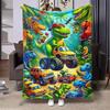 Double-Sided Flannel Cartoon Print Throw Blanket - Soft & Thickened for Air Conditioning