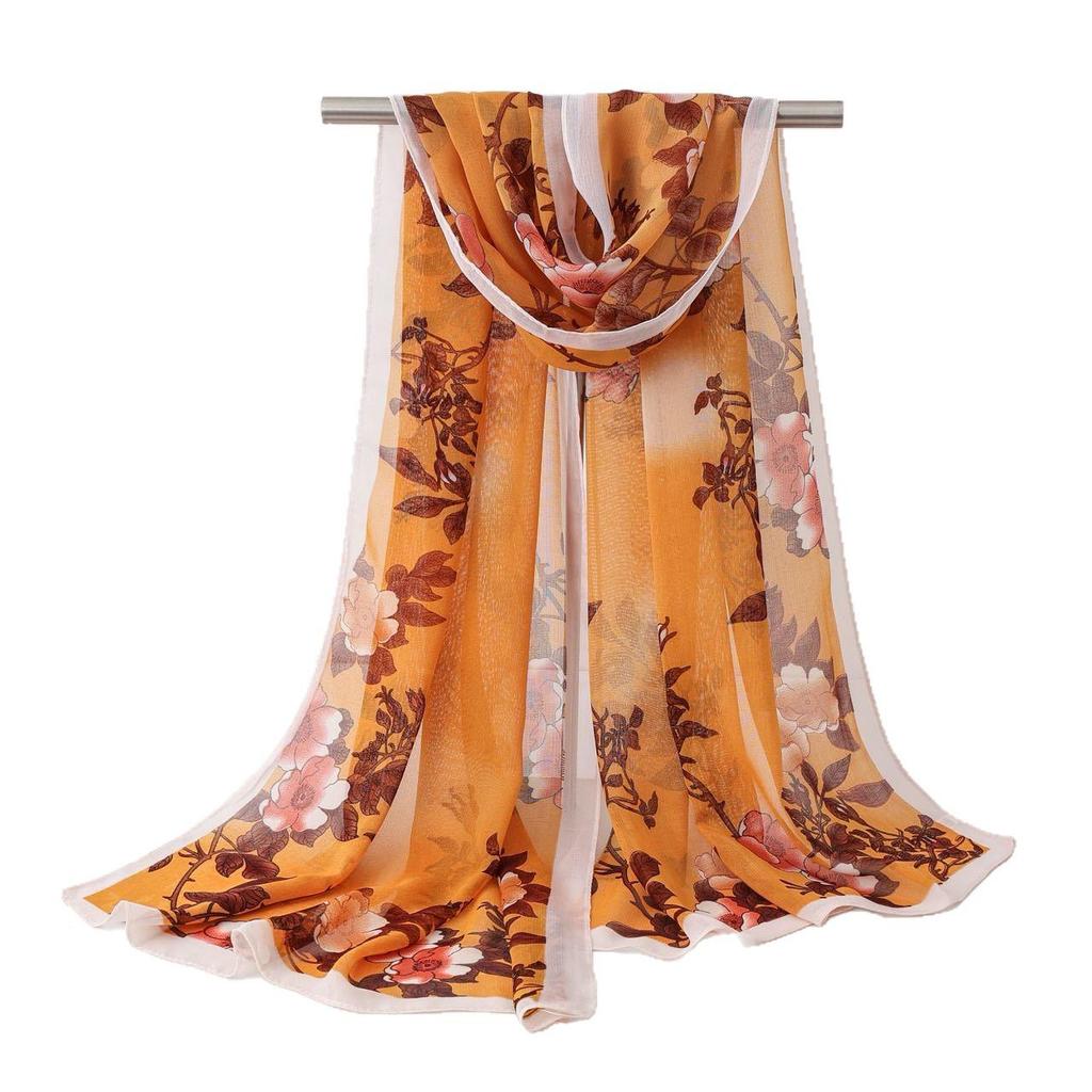 Zonbeschermende Zijde Chiffon Sjaal - Lente/Herfst Bedrukte Strandlaken Nek Sjaal Cadeau