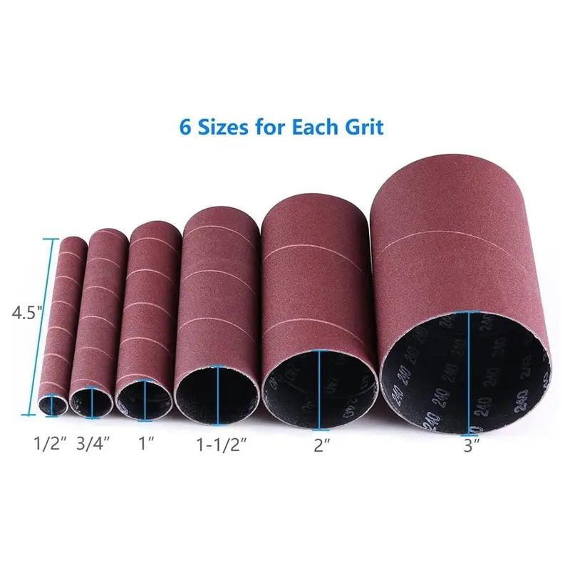 6 Pack Spindle Sanding Sleeves For Oscillating Sander 80 120 Grit Sandpaper Drum For Metal Woodworking Polishing Wheels