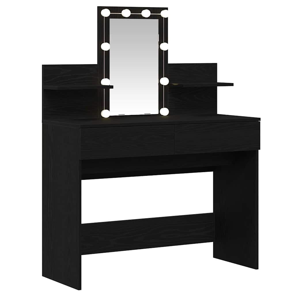 Makeup Table with Shelf Black Oak Effect 100 x 40 x 130 cm
