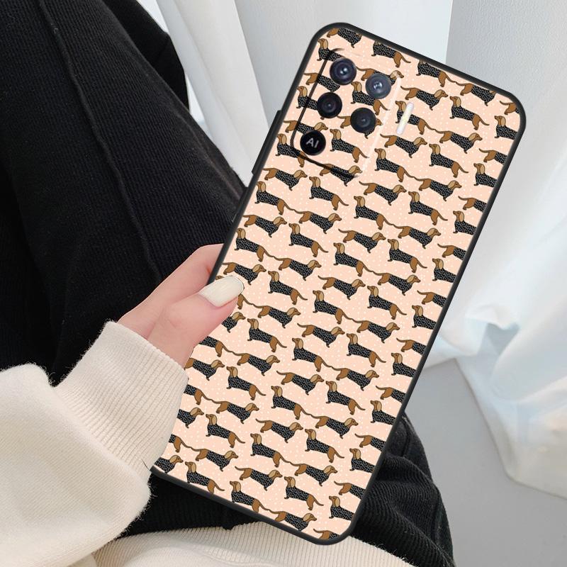 Cute Dachshund Sausage Dog Case For Oppo A40 A60 A80 A5 Pro A15 A16 A17 A57 A77 A94 A74 A54 A76 A96 A18 A38 A58 A78 A98