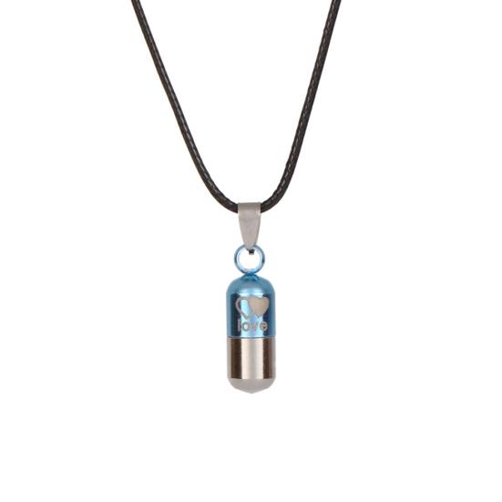 

Унисекс Lover Pill Pill Ash Holder Коробка для духов Кремационная урна Подвеска Ожерелье Ювелирные изделия синий