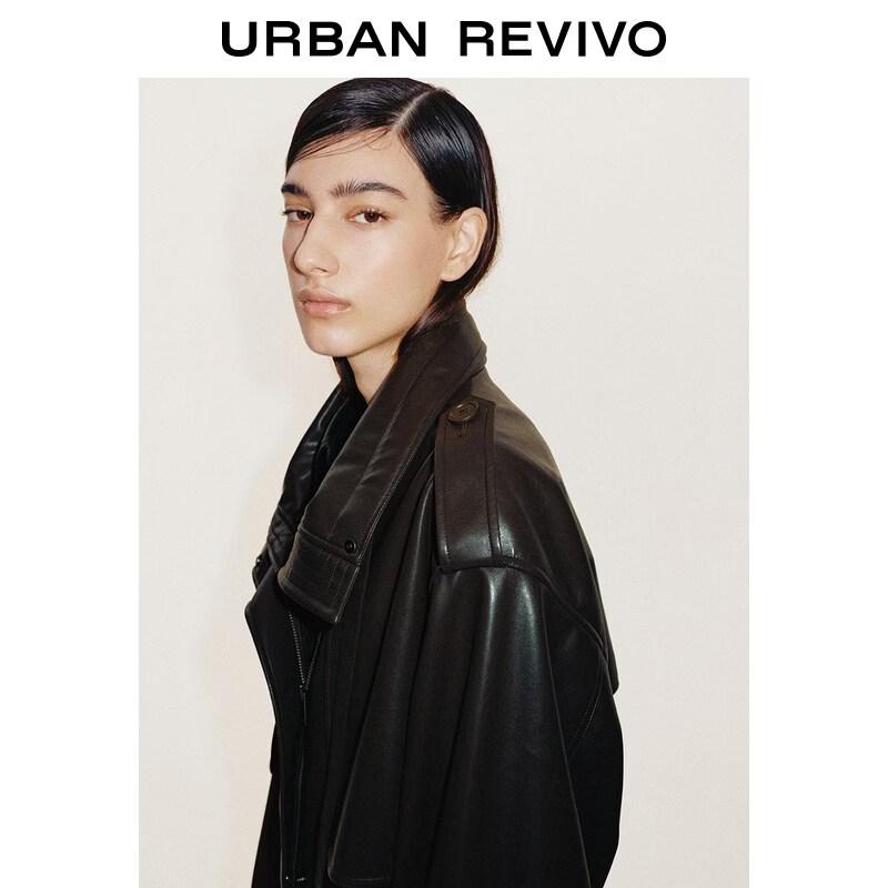 UR 2026 Spring Retro PU Belt Loose Windbreaker