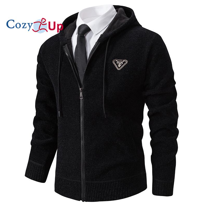 

Уютная мужская куртка с капюшоном, свободное вязаное повседневное пальто 3XL чёрный