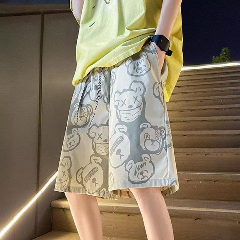 M-5XL Pánské trendy cargo šortky Pánské šortky s potiskem písmen a kapsami Letní móda Neformální rovné šortky Pánské