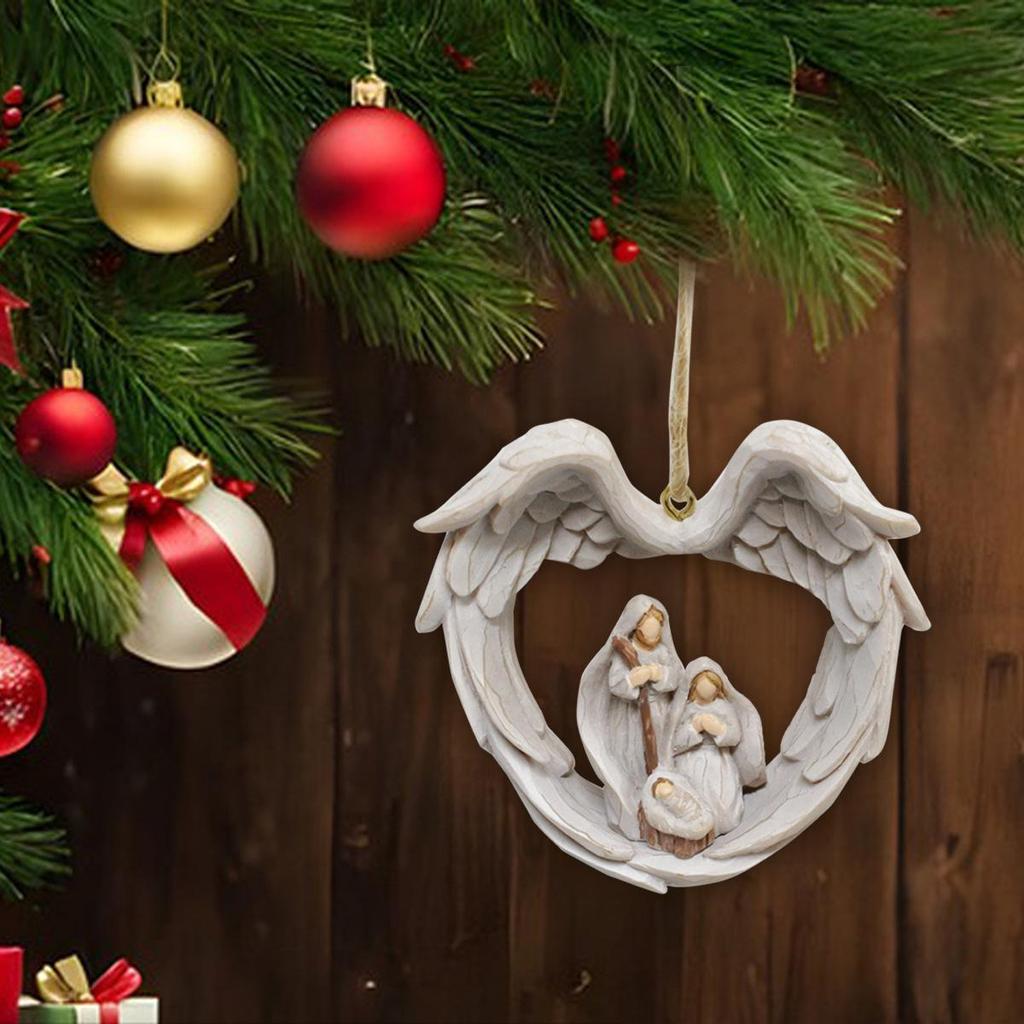 Creative Wings Christmas Religious Pendant for Home and Car Decor