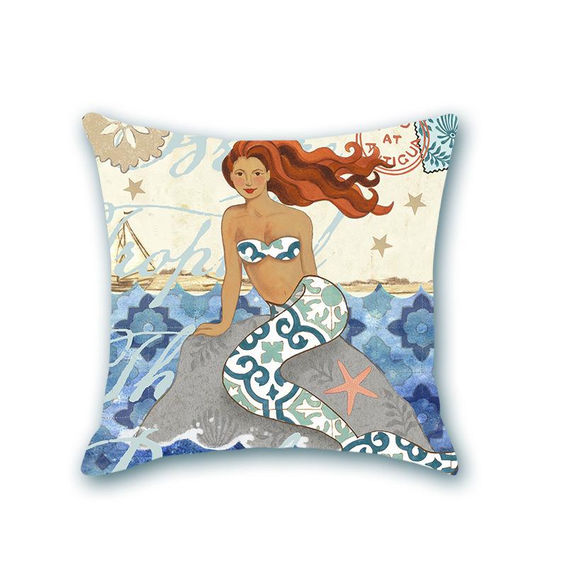 Retro Ocean Series Imitation Super Soft Pillow Cover Octopus Starfish Cushion Sofa Nap Bedside Pillow