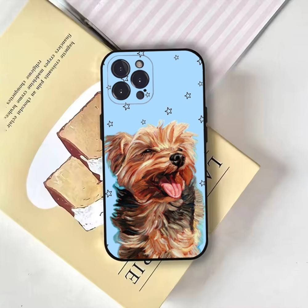 

Милый Чехол для Телефона с Йоркширским Терьером Для iPhone17,16,15,14,13,12,11 Plus,Pro Max, Мягкий Черный Чехол iPhone17promax