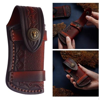 Leather Sheath for Folding Knife Practical Protective Case Pouch