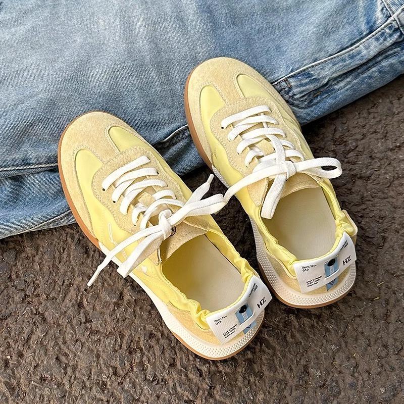 Leather women's new ballet lace-up retro versatile, lightweight and breathable sports little white shoes