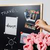 Tableau mural magnétique et ardoise - CREATIVE HOME - Creative Home 2-en-1 - Noir - 80x60 cm - Cadre pin