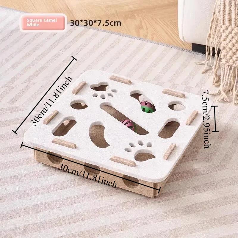 

Little Cat Toy A Fun and Soothing Tool Puzzle Maze Hole Digging Felt Box Cat Teasing Bell Ball