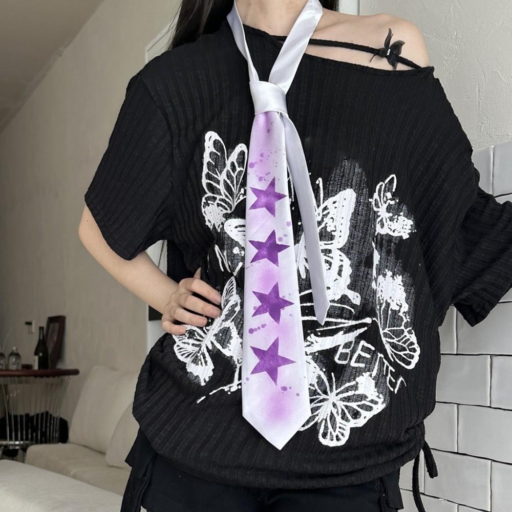 Y2K Star Tie Sweet Unisex Necktie Creative Glossy Tie Party