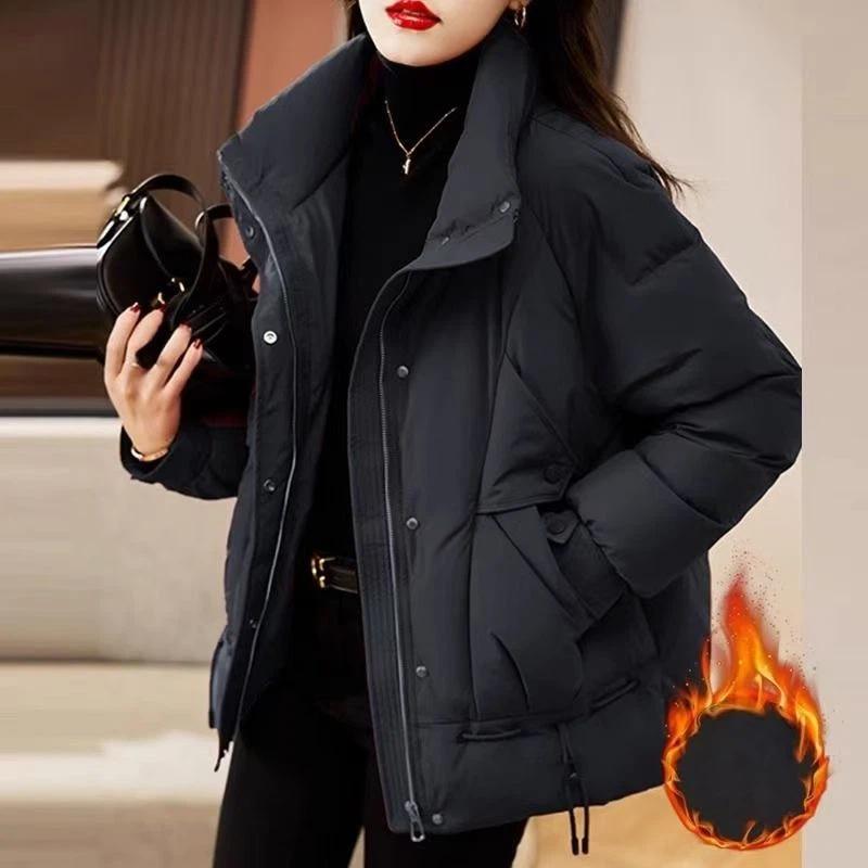 Coat for Women Fleece Thickened Plush Winter Windbreaker Waterproof Casual Down Jacket