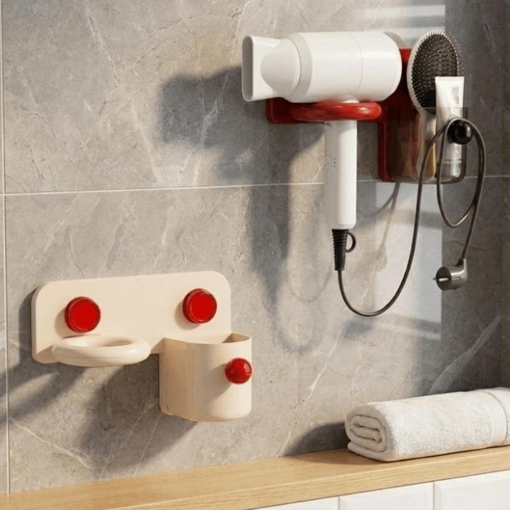 Punch Free Hair Dryer Holder Wall Mounted Hair Dryer Storage Rack Blower Holder for Toilet