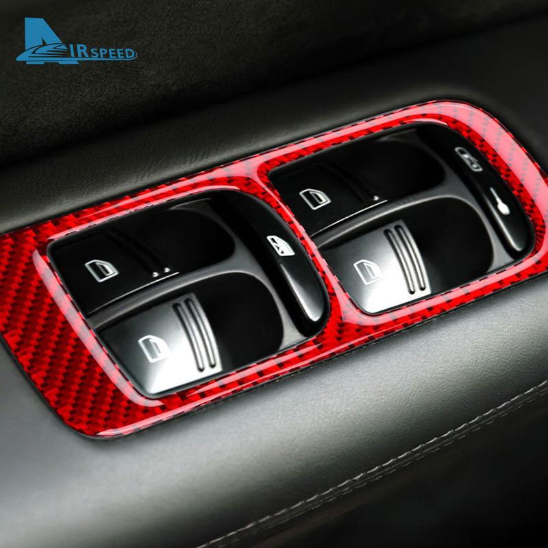 Real Soft Carbon Fiber Sticker For Porsche Cayenne 2003 2004 2005 2006 2007 2008 2009 2010 Window Lifting Button Frame Panel