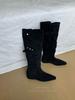 Retro pointed inner height-increasing high knight boots new two-wear stacking boots western high boots