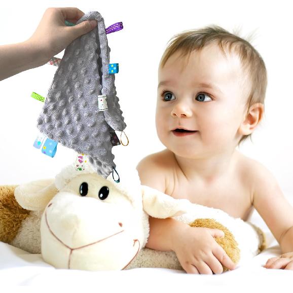 CREVENT Tag Security Blankets for Babies, Soft Small Taggie for Boys Girls, Baby Comforter Sensory Blanket, Great Gifts for Birthday Baby Shower