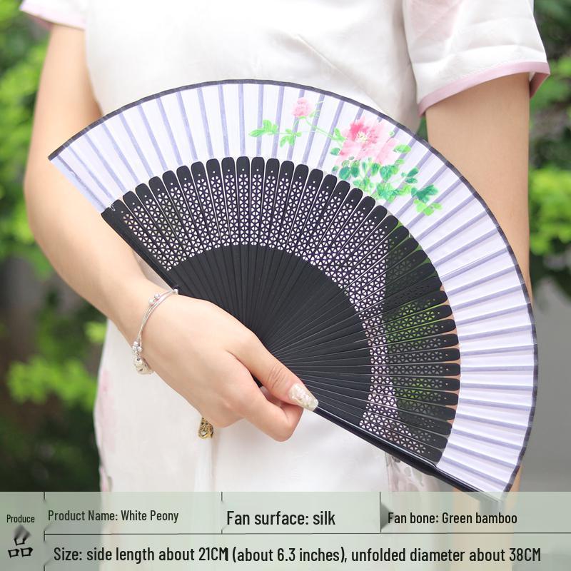 Red Ancient Style Chinese Folding Dance Fan - Easy To Open & Close, Perfect for Hanfu, Cheongsam, and Runway Shows